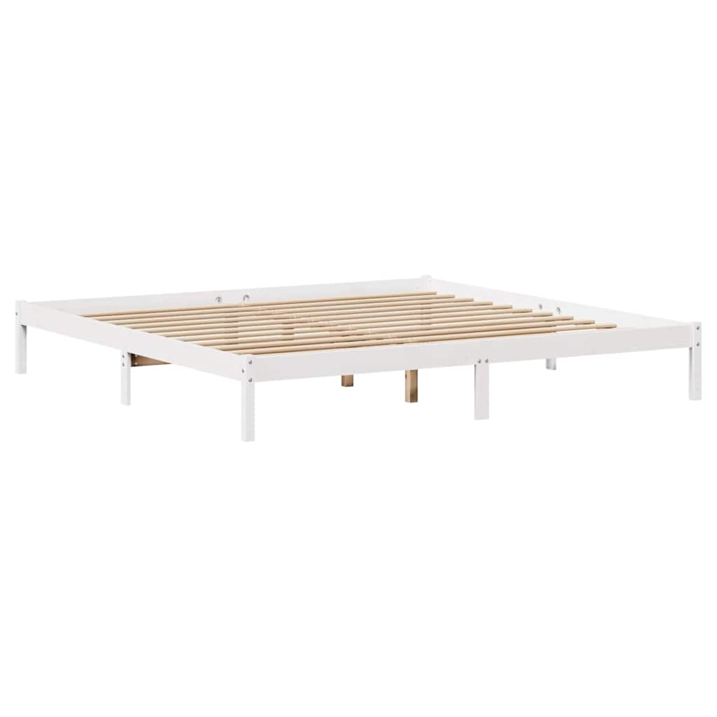 Bed Frame without Mattress White 200x200 cm Solid Wood Pine