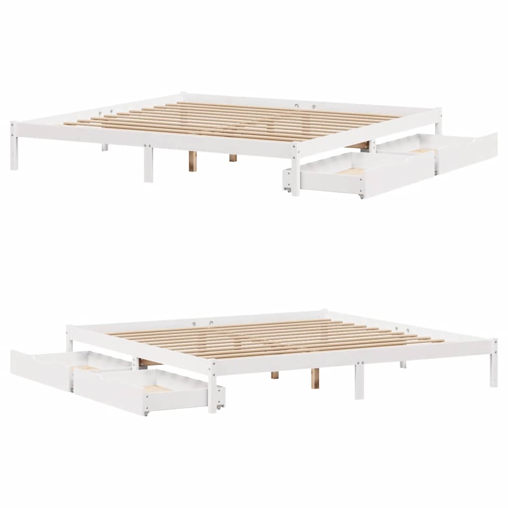 Bed Frame without Mattress White 200x200 cm Solid Wood Pine