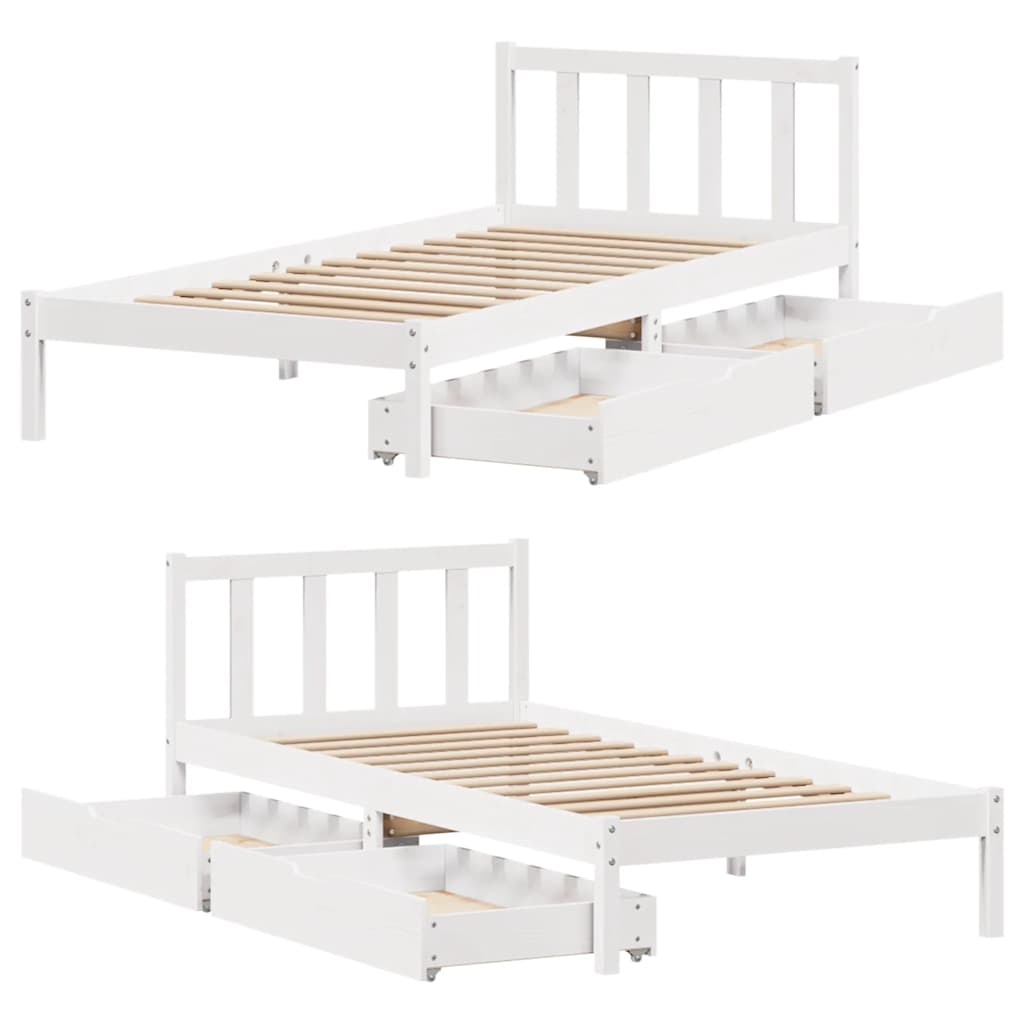 Bed Frame without Mattress White 90x190 cm Single Solid Wood Pine