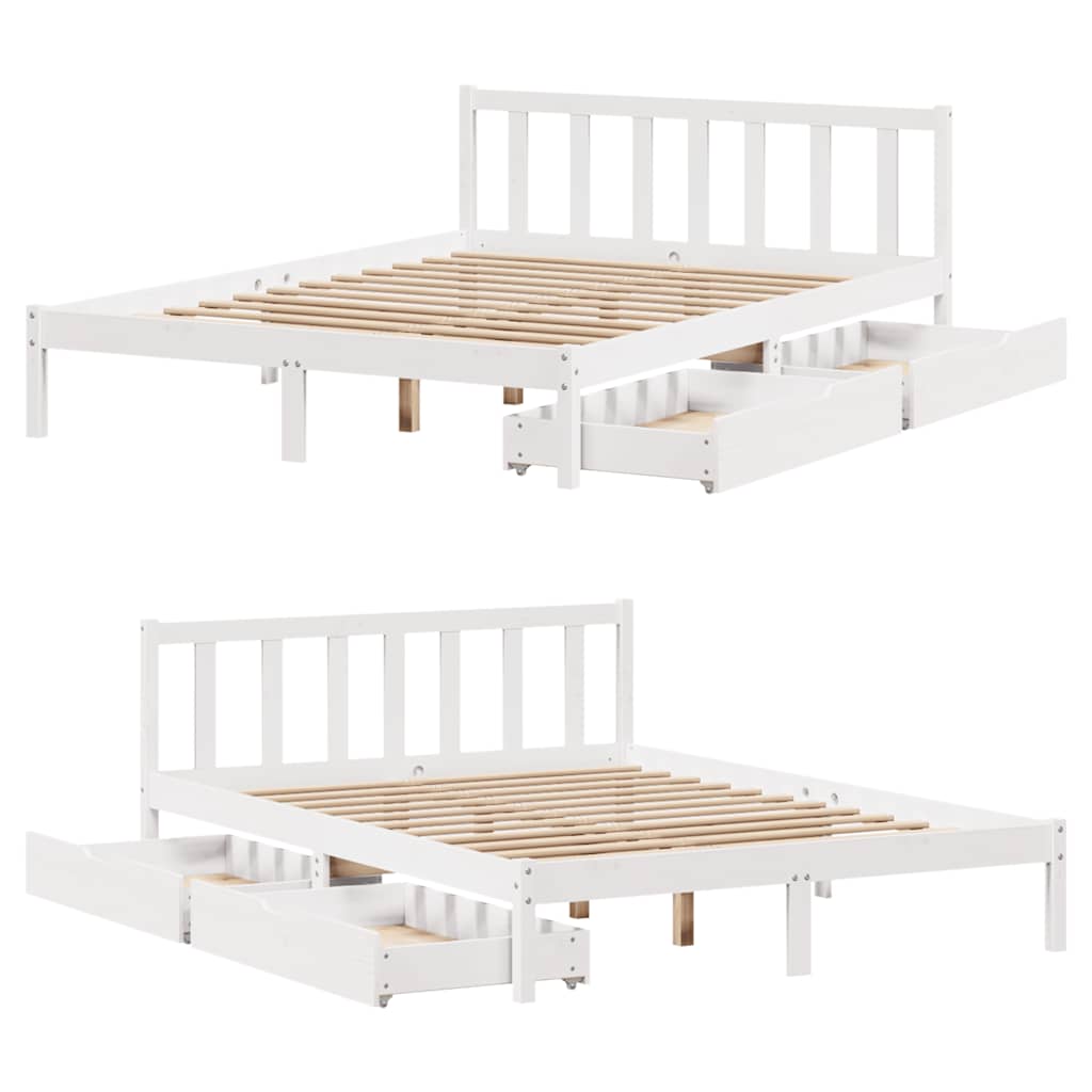 Bed Frame without Mattress White 120x190 cm Small Double Solid Wood Pine