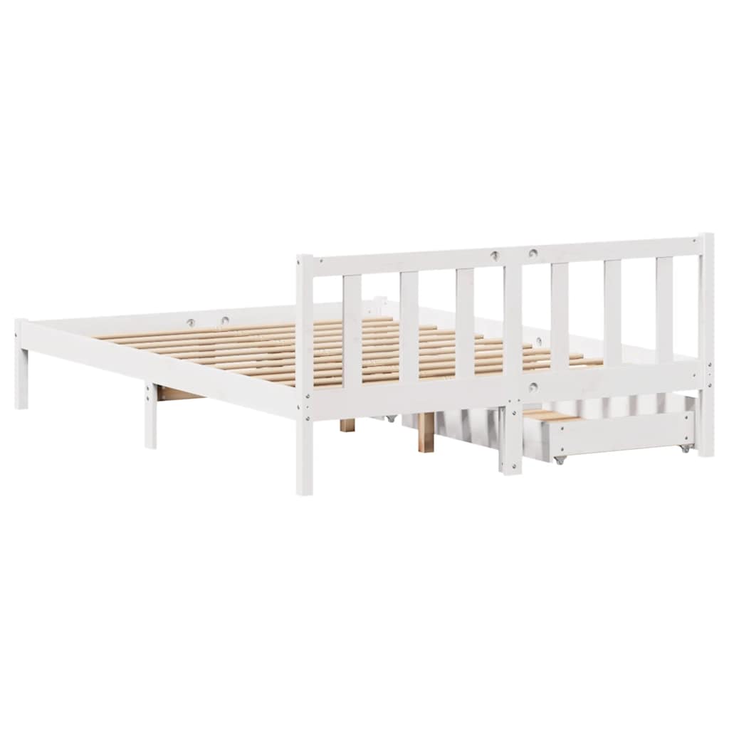 Bed Frame without Mattress White 135x190 cm Double Solid Wood Pine