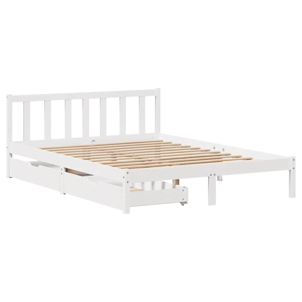 Bed Frame without Mattress White 140x190 cm Solid Wood Pine