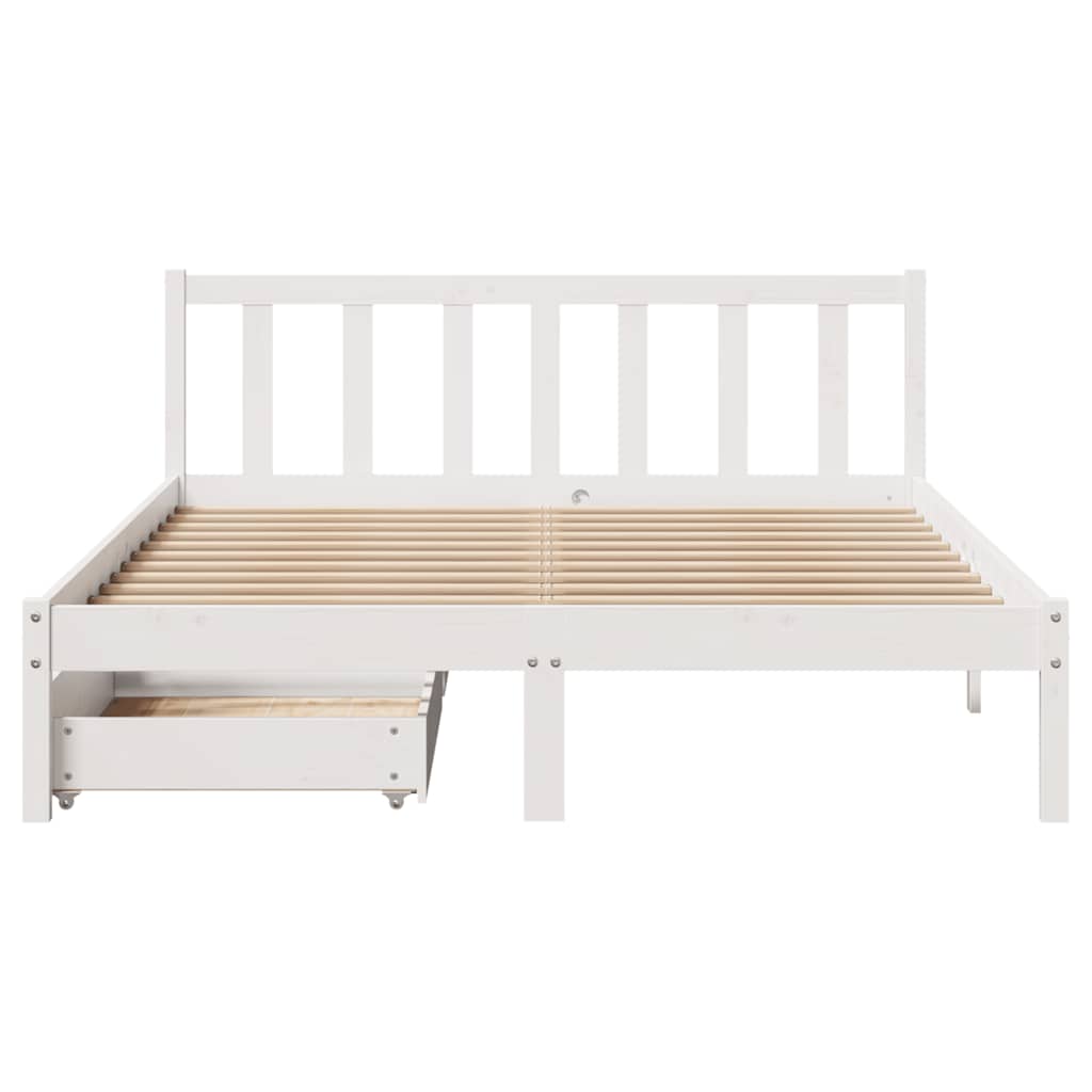 Bed Frame without Mattress White 140x190 cm Solid Wood Pine