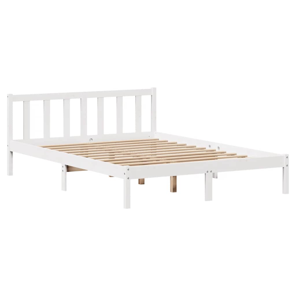 Bed Frame without Mattress White 140x190 cm Solid Wood Pine