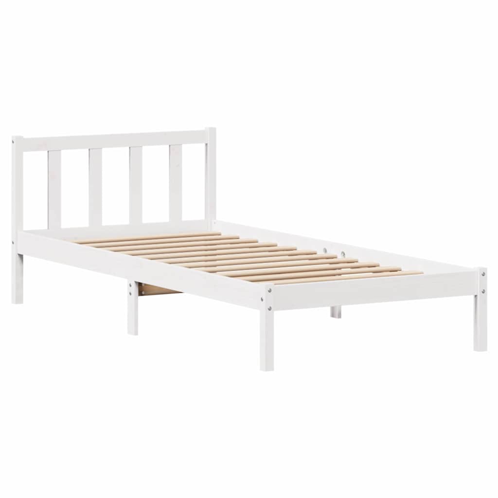 Bed Frame without Mattress White 100x200 cm Solid Wood Pine
