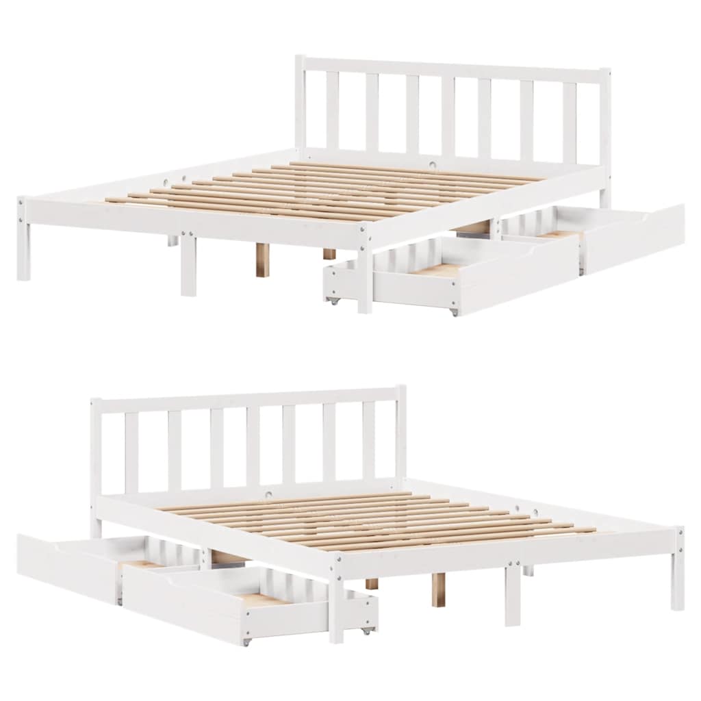 Bed Frame without Mattress White 120x200 cm Solid Wood Pine
