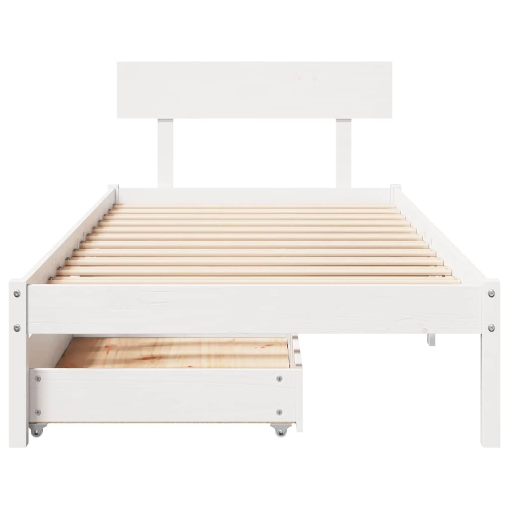 Bed Frame without Mattress White 75x190 cm Small Single Solid Wood Pine