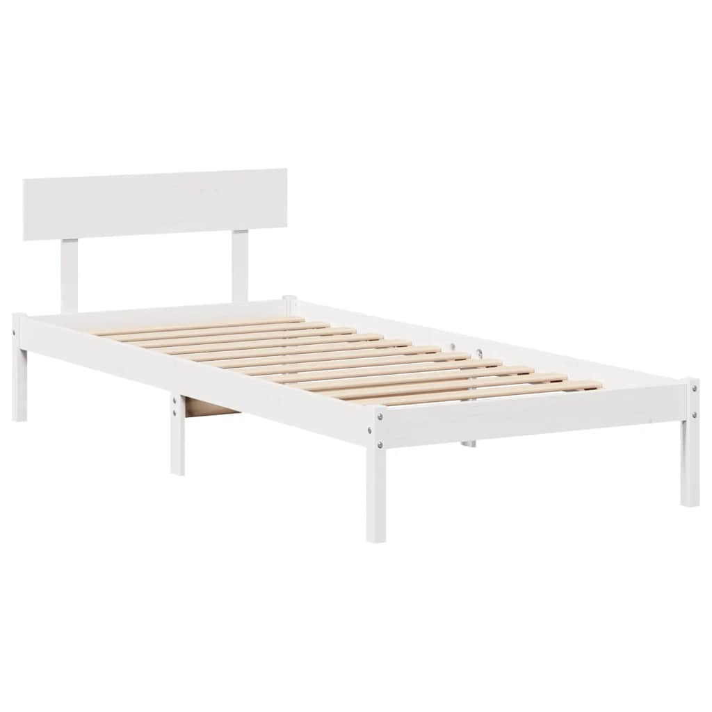 Bed Frame without Mattress White 75x190 cm Small Single Solid Wood Pine