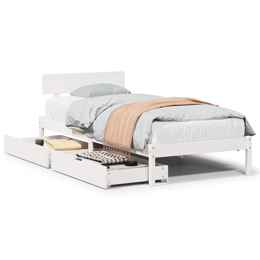 Bed Frame without Mattress White 90x190 cm Single Solid Wood Pine