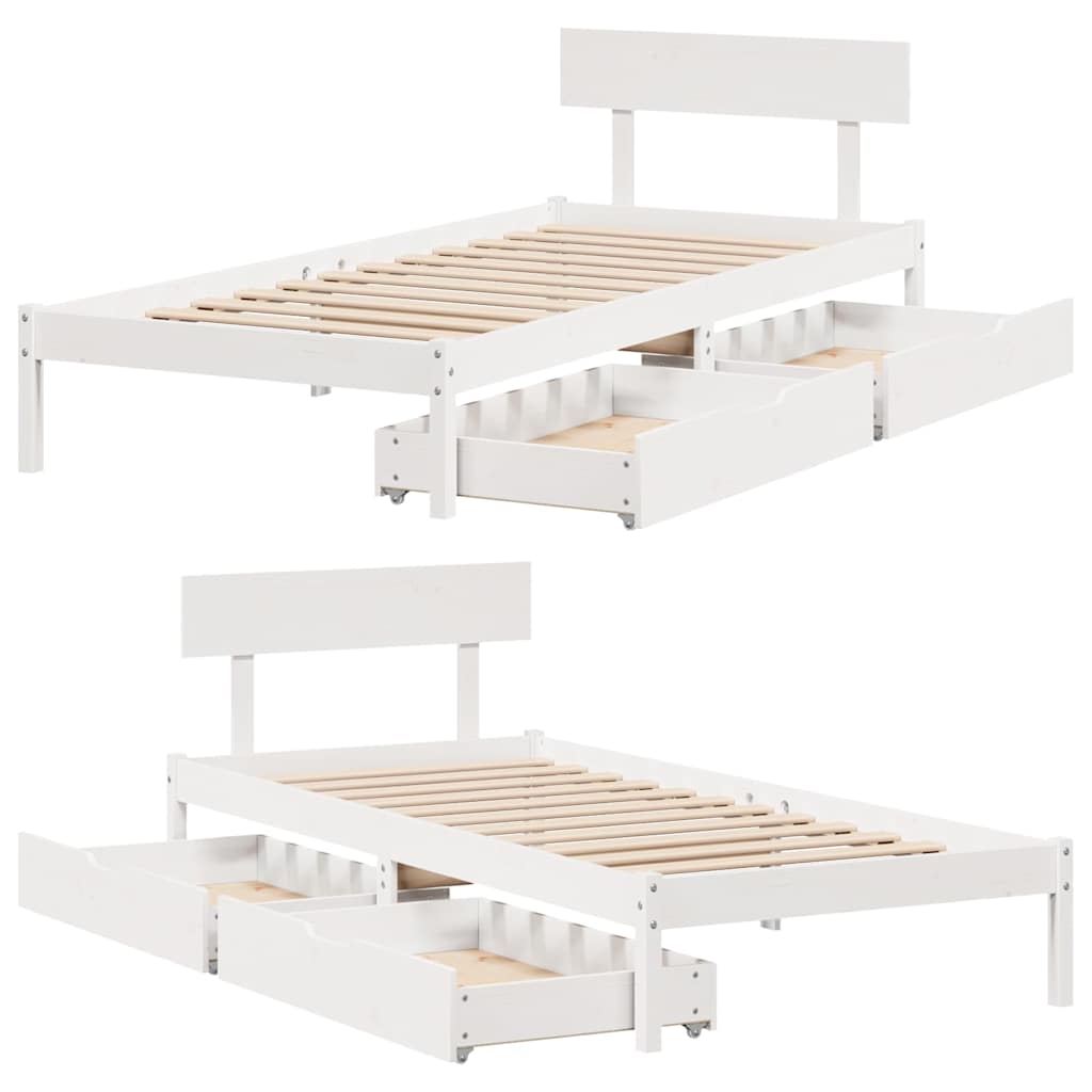 Bed Frame without Mattress White 90x190 cm Single Solid Wood Pine