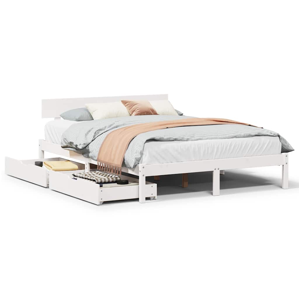 Bed Frame without Mattress White 140x190 cm Solid Wood Pine