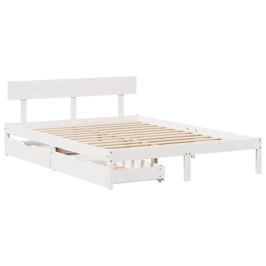 Bed Frame without Mattress White 140x190 cm Solid Wood Pine