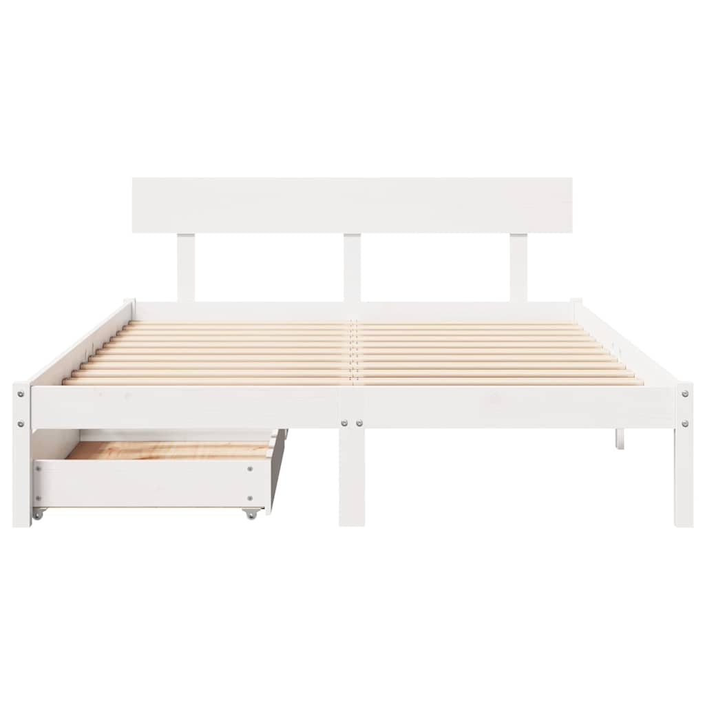 Bed Frame without Mattress White 140x190 cm Solid Wood Pine