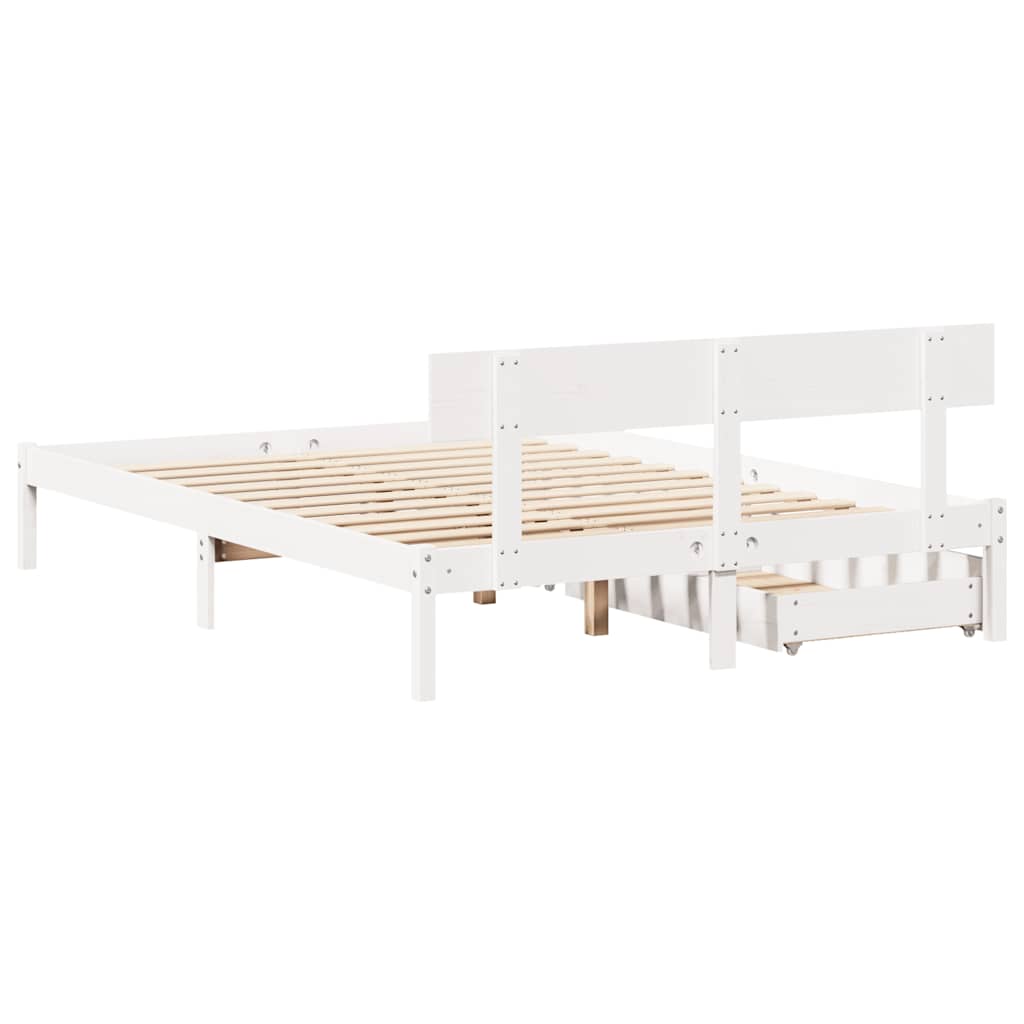 Bed Frame without Mattress White 140x190 cm Solid Wood Pine
