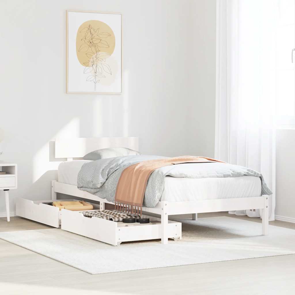 Bed Frame without Mattress White 90x200 cm Solid Wood Pine