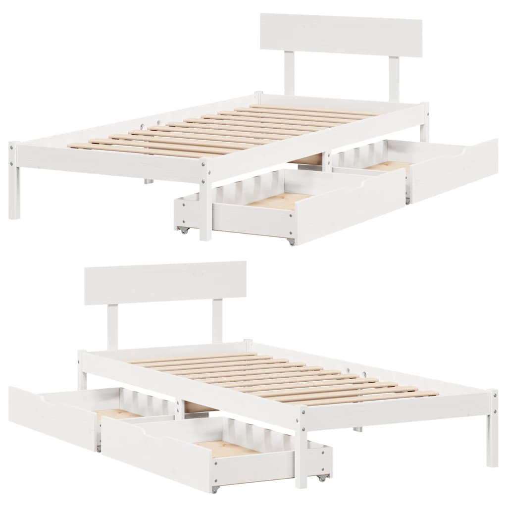 Bed Frame without Mattress White 100x200 cm Solid Wood Pine
