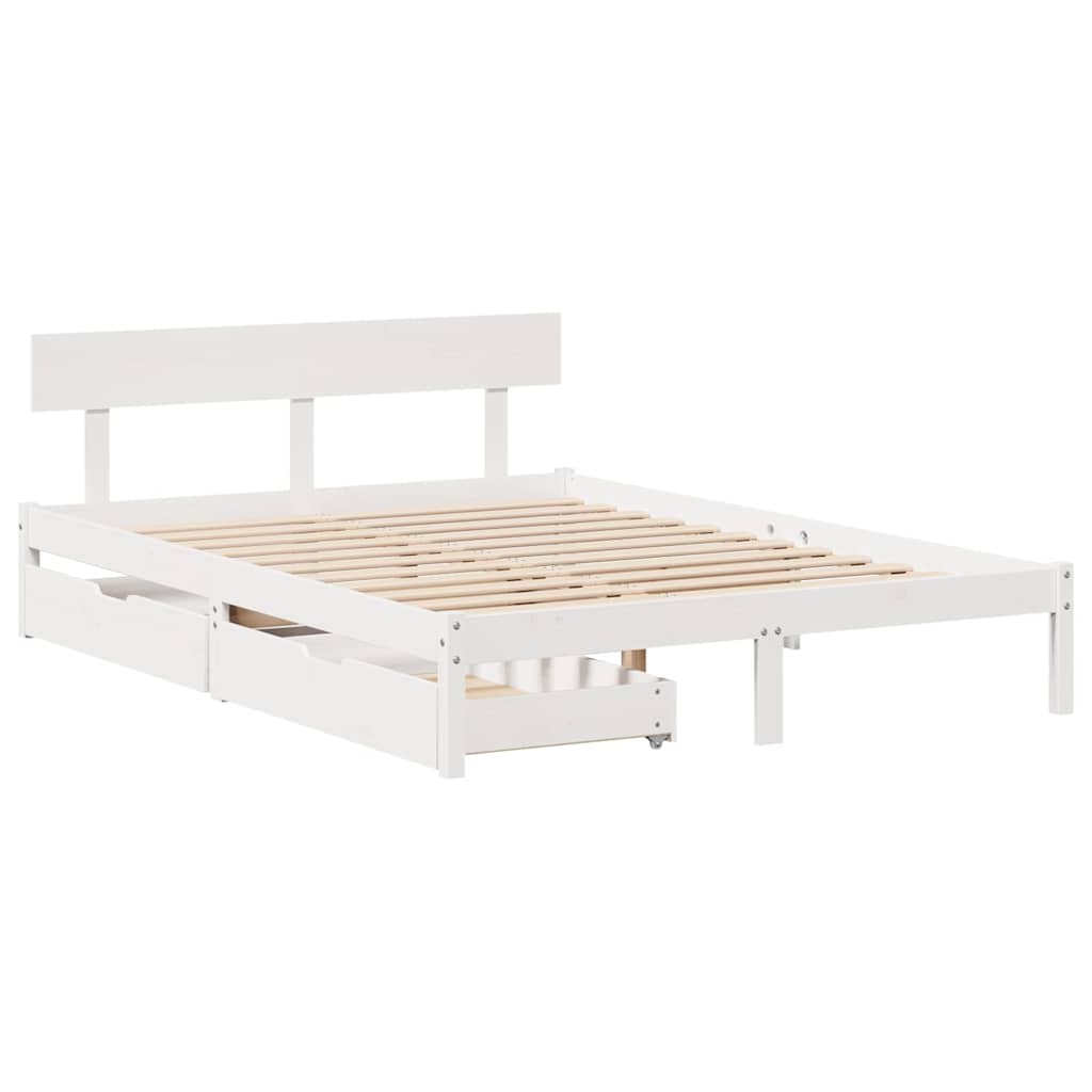 Bed Frame without Mattress White 120x200 cm Solid Wood Pine