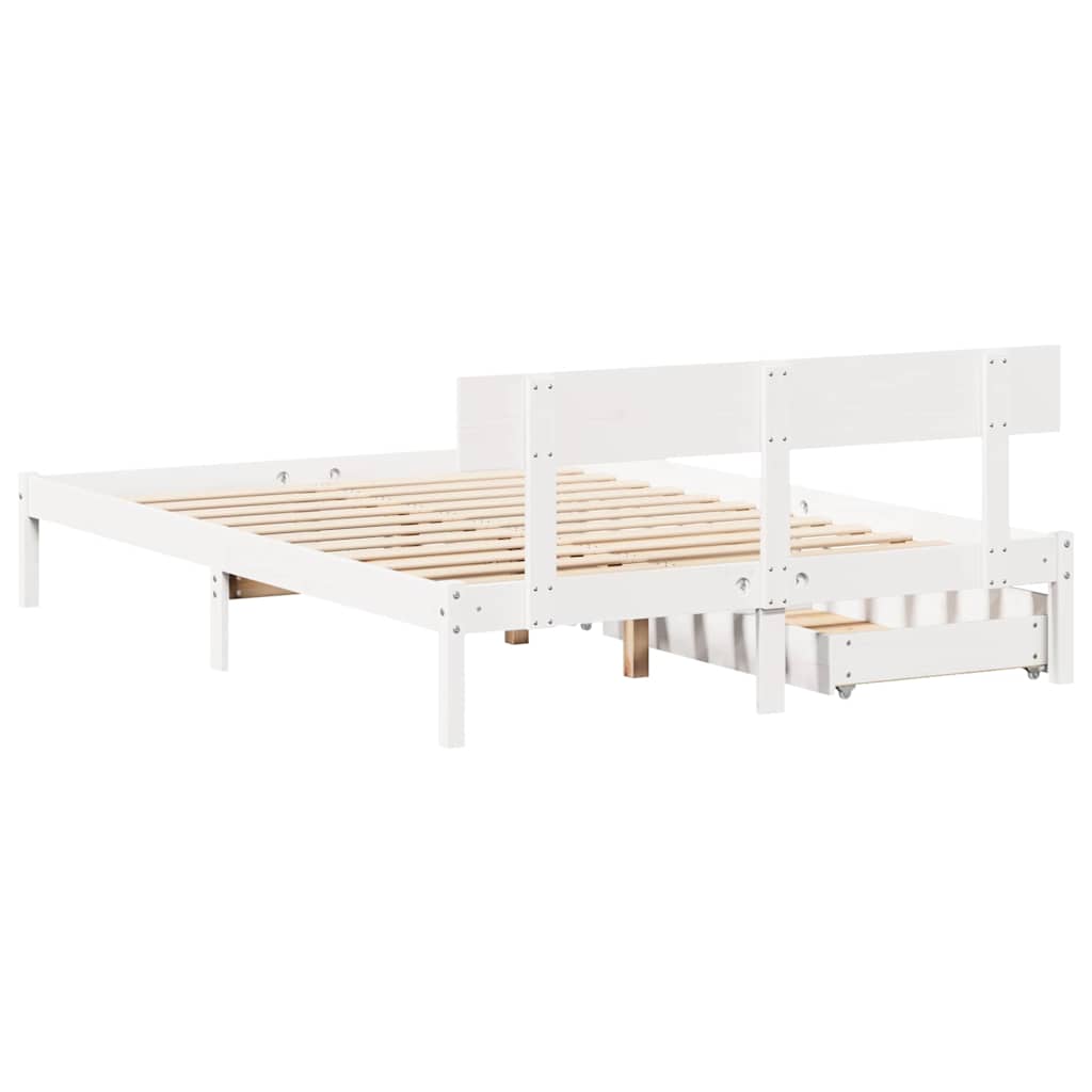 Bed Frame without Mattress White 120x200 cm Solid Wood Pine