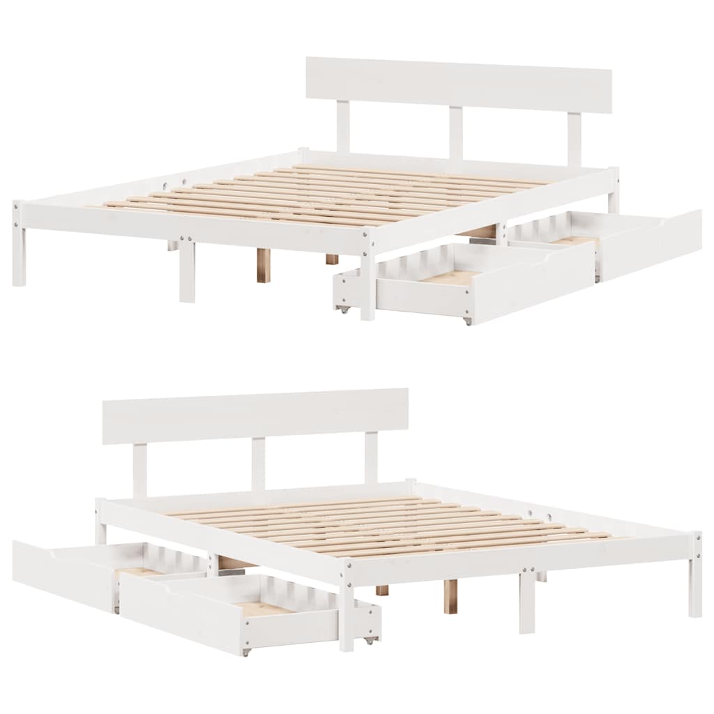 Bed Frame without Mattress White 120x200 cm Solid Wood Pine