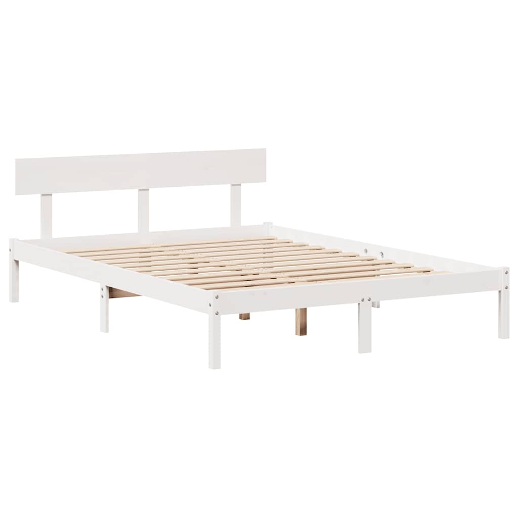 Bed Frame without Mattress White 140x200 cm Solid Wood Pine