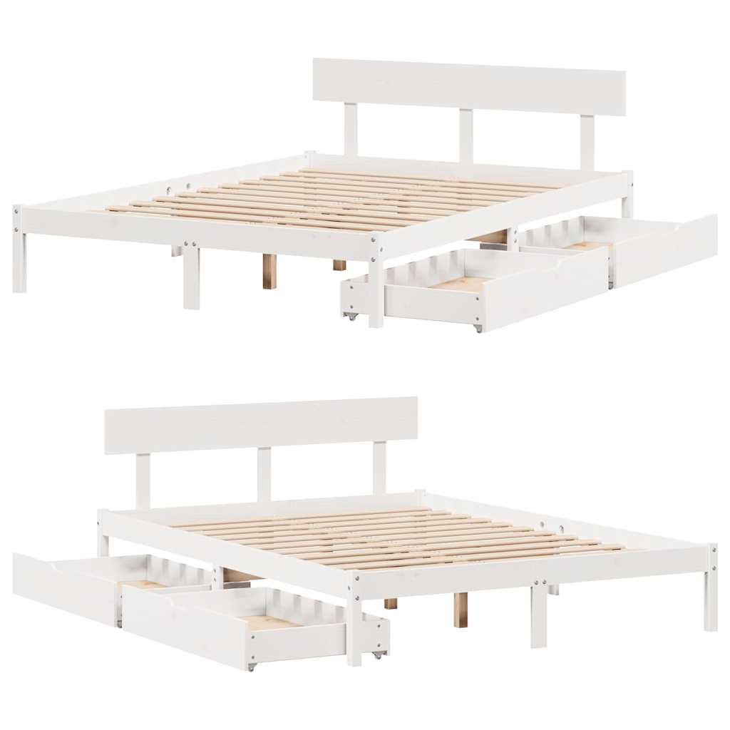 Bed Frame without Mattress White 140x200 cm Solid Wood Pine