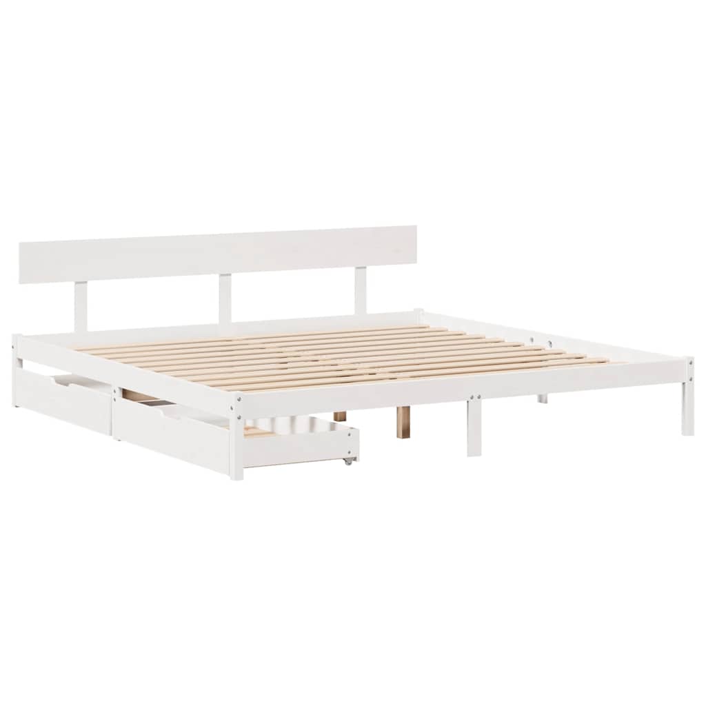 Bed Frame without Mattress White 180x200 cm Super King Solid Wood Pine
