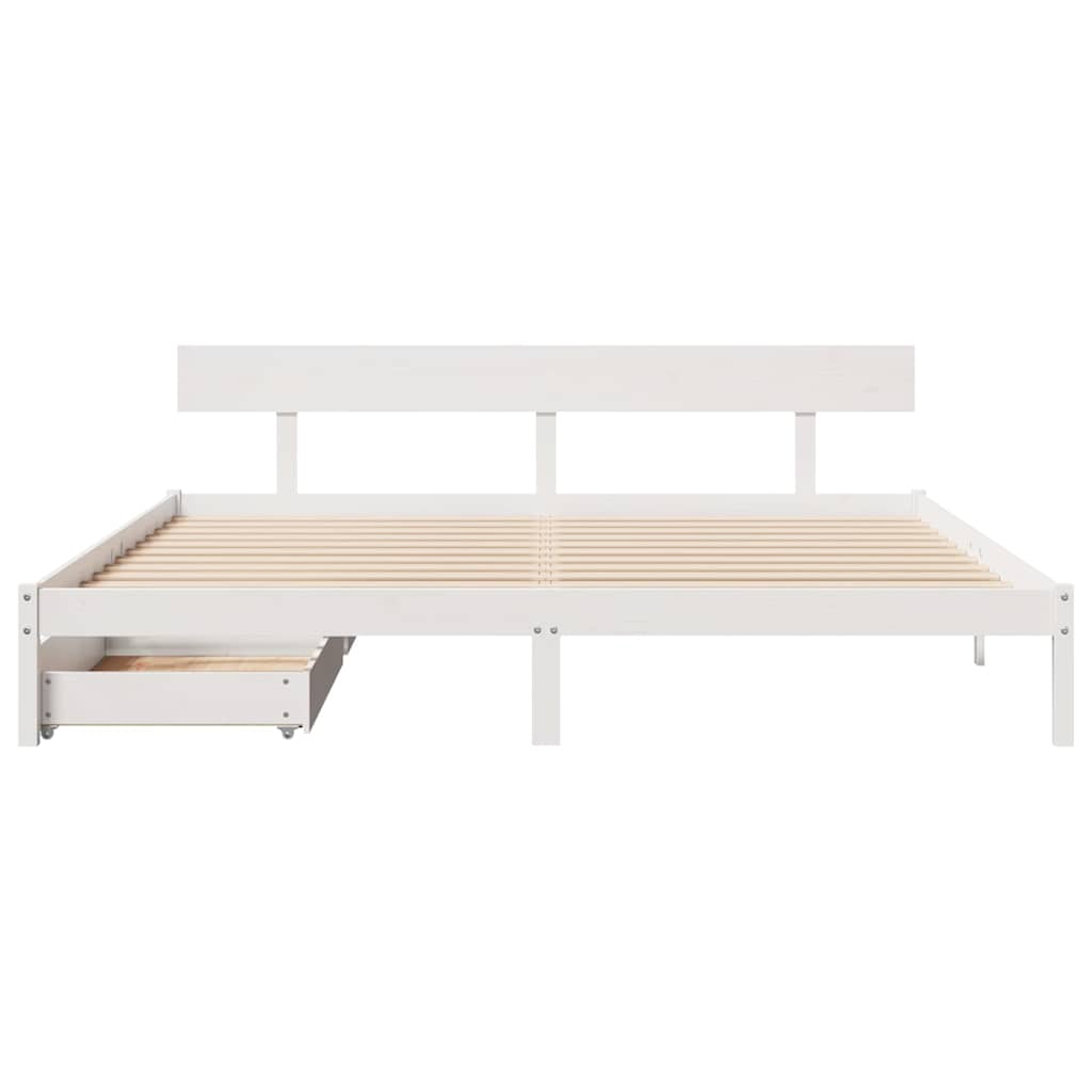 Bed Frame without Mattress White 180x200 cm Super King Solid Wood Pine