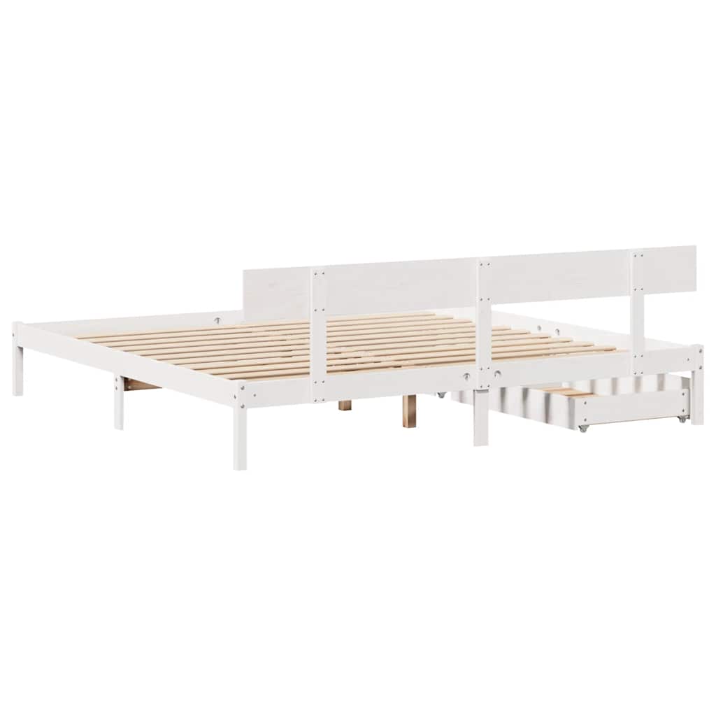 Bed Frame without Mattress White 180x200 cm Super King Solid Wood Pine