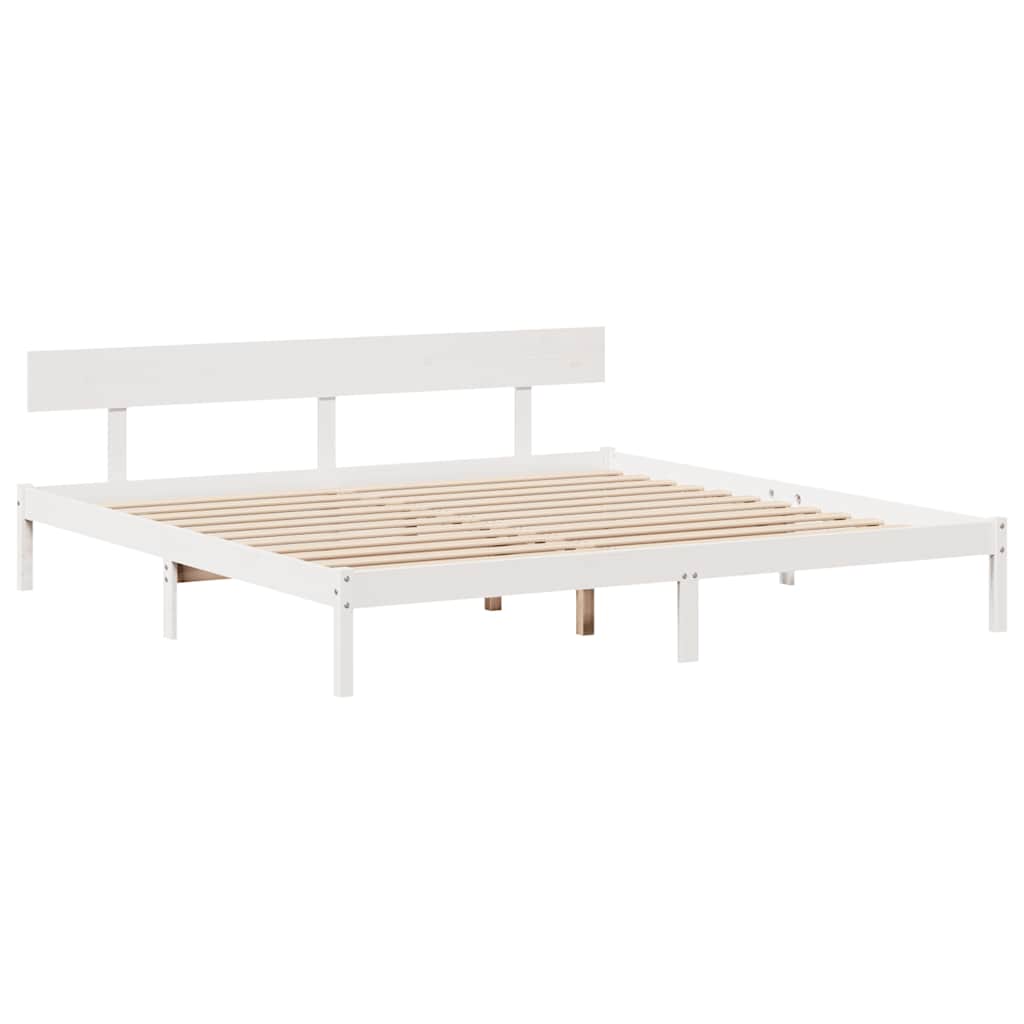 Bed Frame without Mattress White 180x200 cm Super King Solid Wood Pine