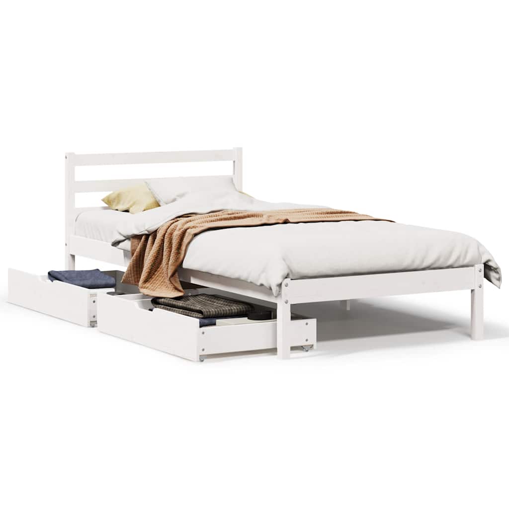 Bed Frame without Mattress White 75x190 cm Small Single Solid Wood Pine
