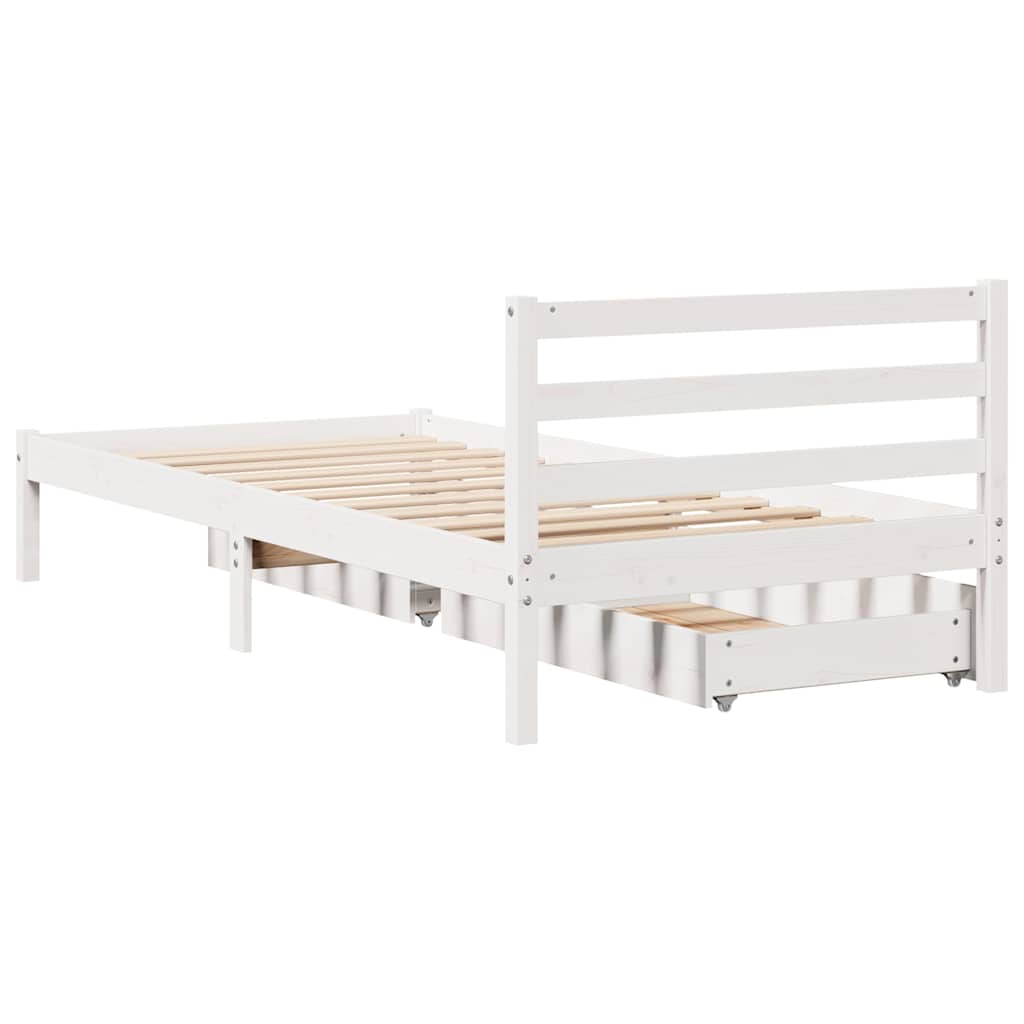 Bed Frame without Mattress White 75x190 cm Small Single Solid Wood Pine