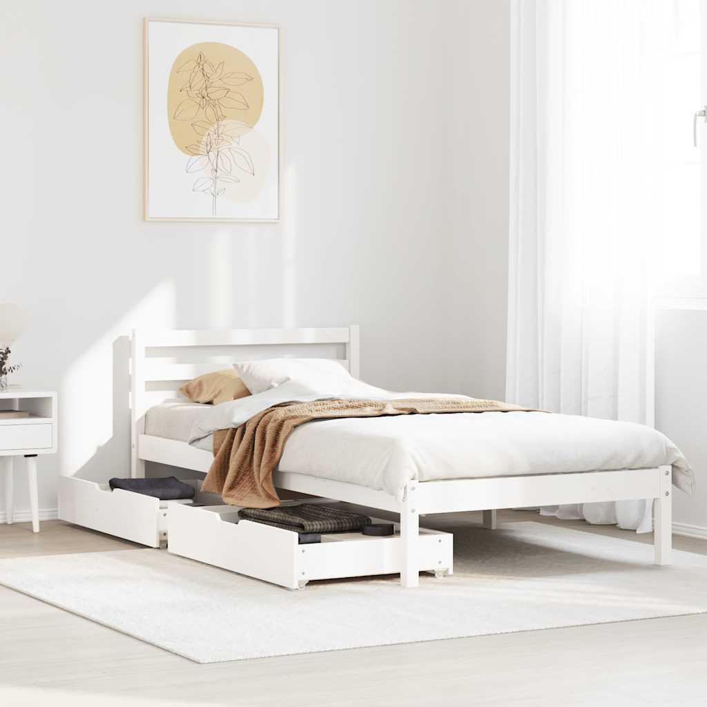 Bed Frame without Mattress White 75x190 cm Small Single Solid Wood Pine