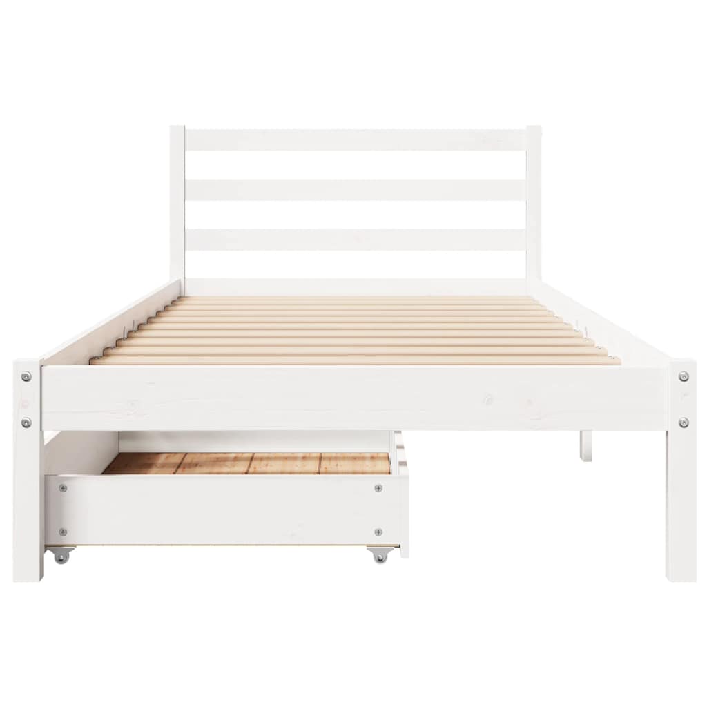 Bed Frame without Mattress White 90x190 cm Single Solid Wood Pine