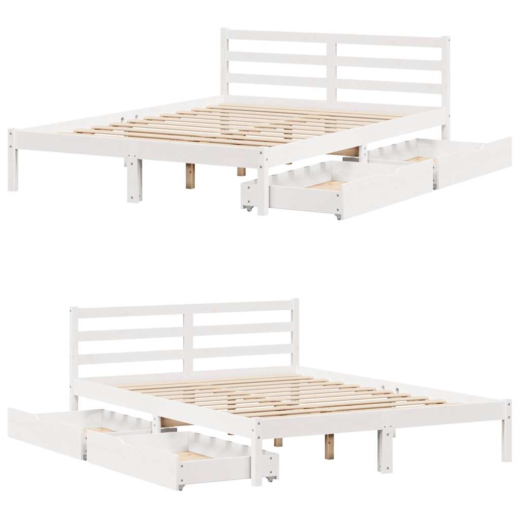 Bed Frame without Mattress White 120x190 cm Small Double Solid Wood Pine