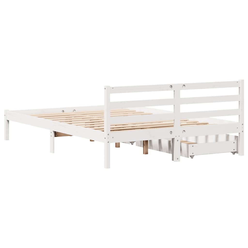 Bed Frame without Mattress White 140x190 cm Solid Wood Pine