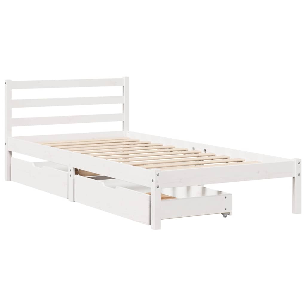 Bed Frame without Mattress White 90x200 cm Solid Wood Pine