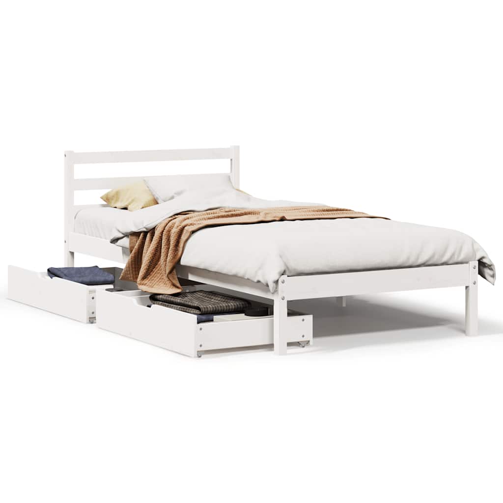 Bed Frame without Mattress White 100x200 cm Solid Wood Pine