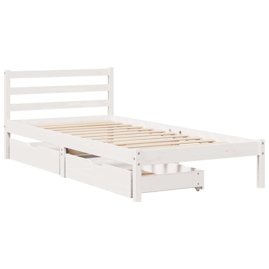Bed Frame without Mattress White 100x200 cm Solid Wood Pine