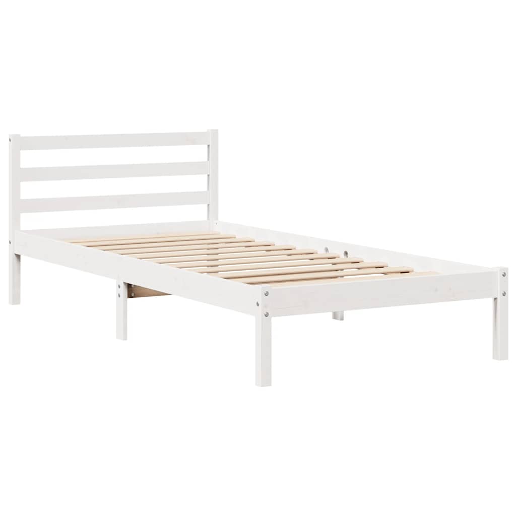 Bed Frame without Mattress White 100x200 cm Solid Wood Pine