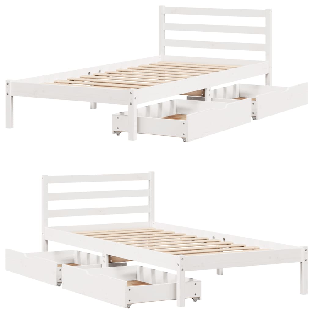 Bed Frame without Mattress White 100x200 cm Solid Wood Pine