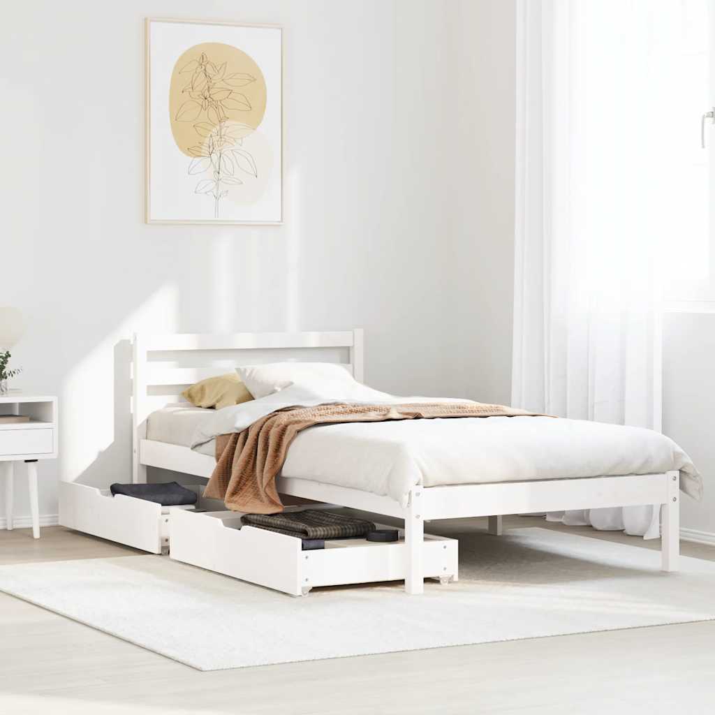 Bed Frame without Mattress White 100x200 cm Solid Wood Pine
