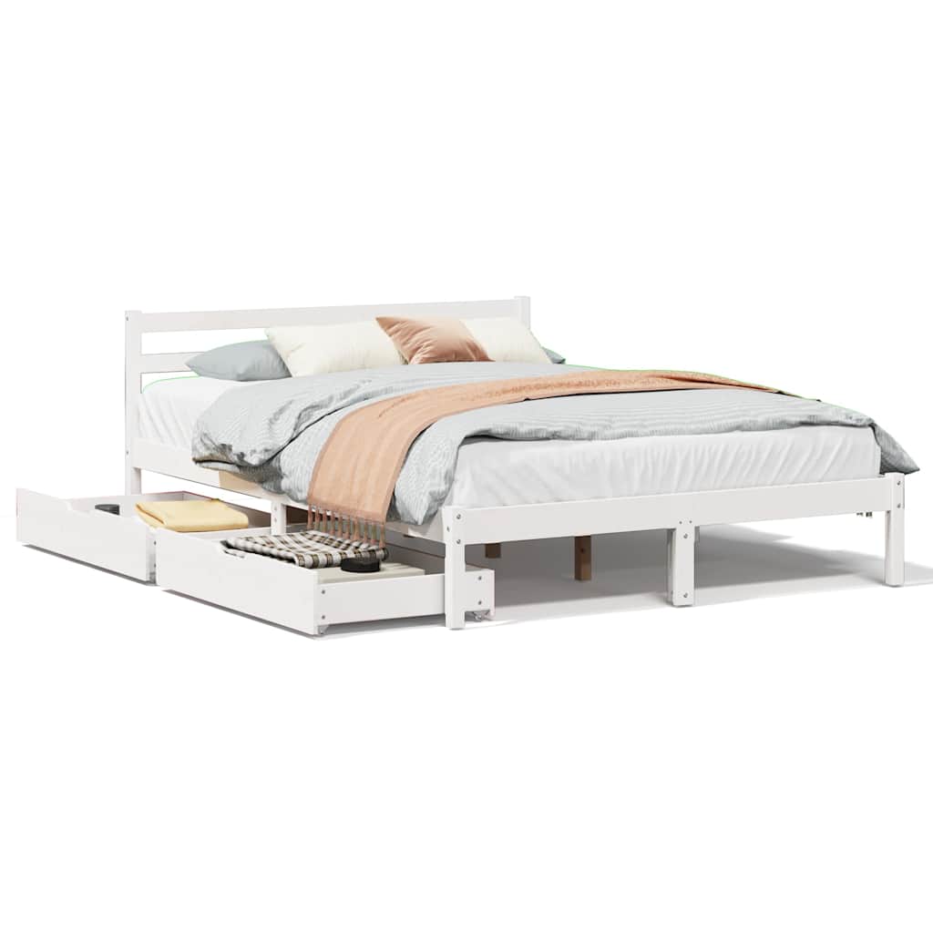 Bed Frame without Mattress White 120x200 cm Solid Wood Pine