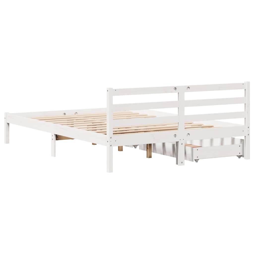 Bed Frame without Mattress White 120x200 cm Solid Wood Pine