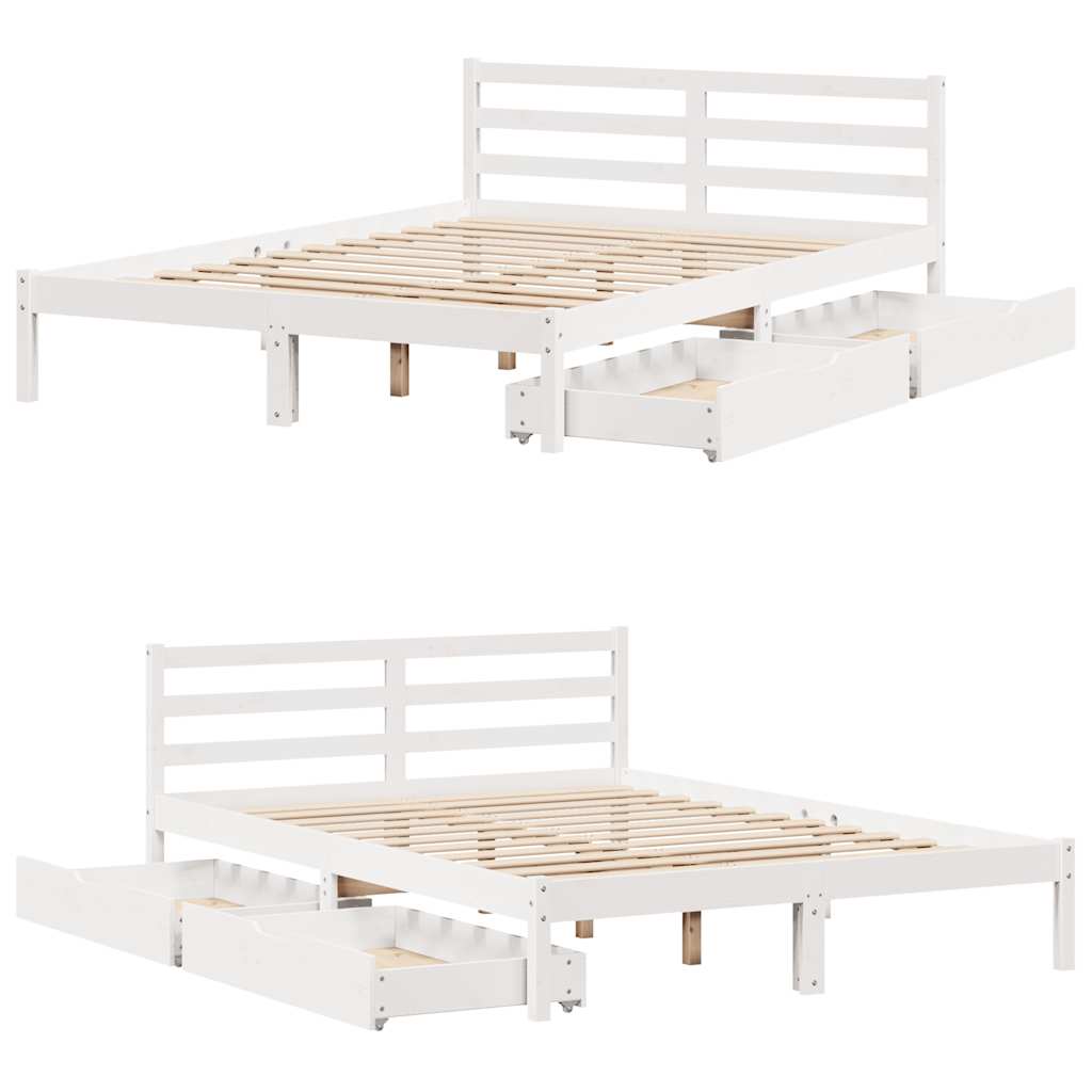 Bed Frame without Mattress White 120x200 cm Solid Wood Pine