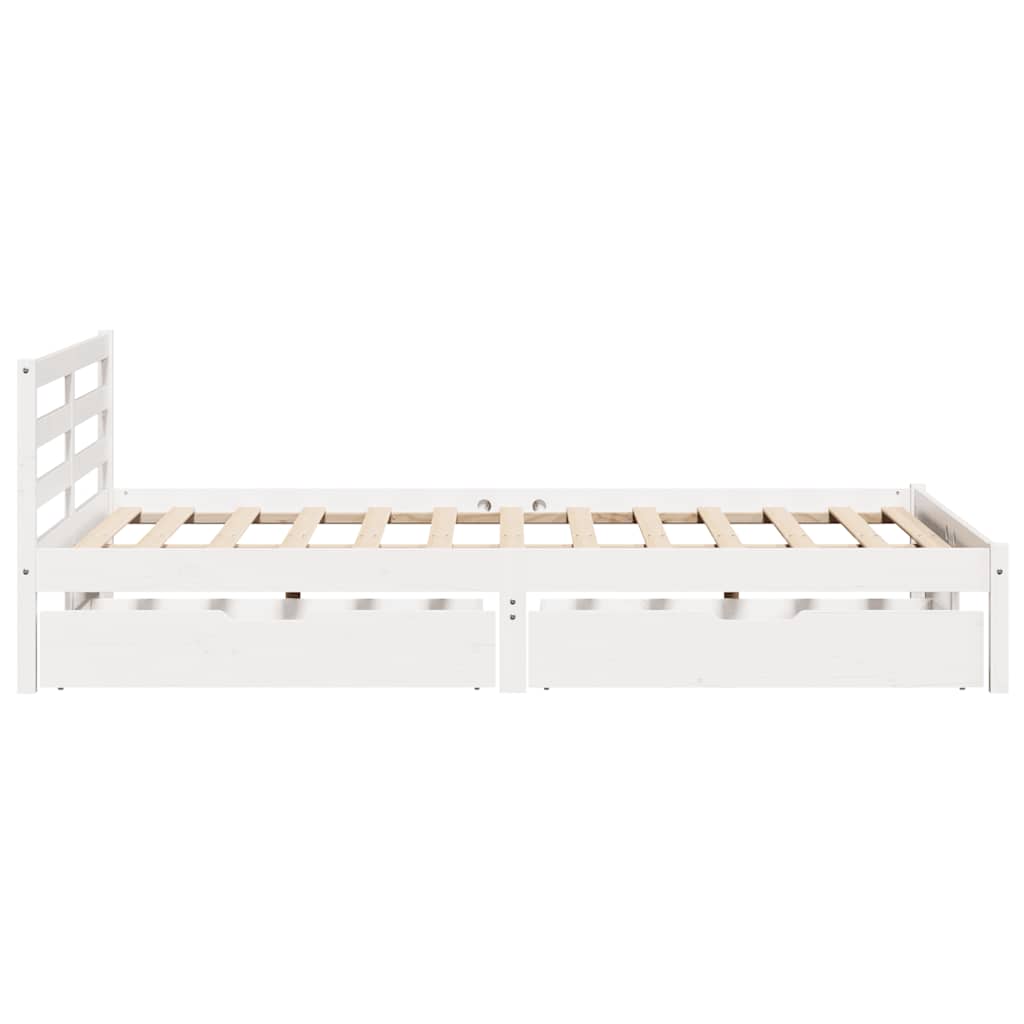 Bed Frame without Mattress White 150x200 cm King Size Solid Wood Pine