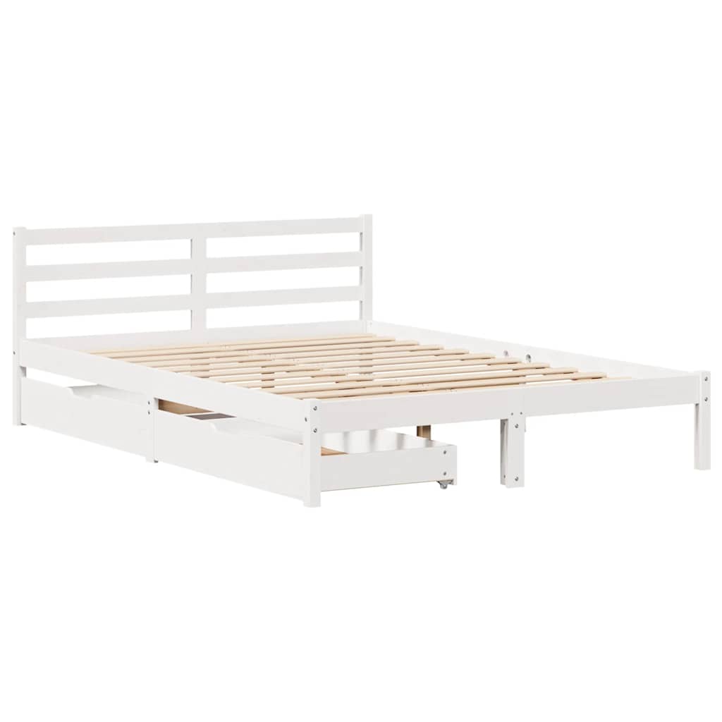 Bed Frame without Mattress White 160x200 cm Solid Wood Pine