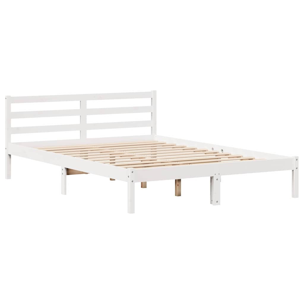 Bed Frame without Mattress White 160x200 cm Solid Wood Pine