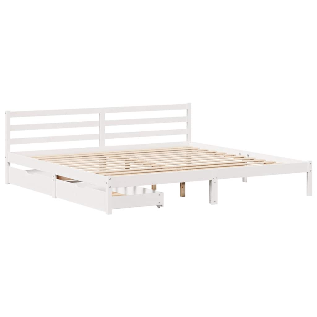 Bed Frame without Mattress White 180x200 cm Super King Solid Wood Pine
