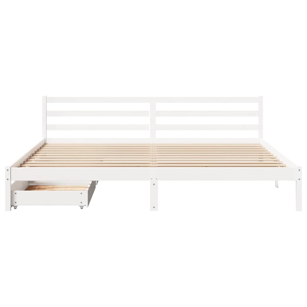 Bed Frame without Mattress White 180x200 cm Super King Solid Wood Pine
