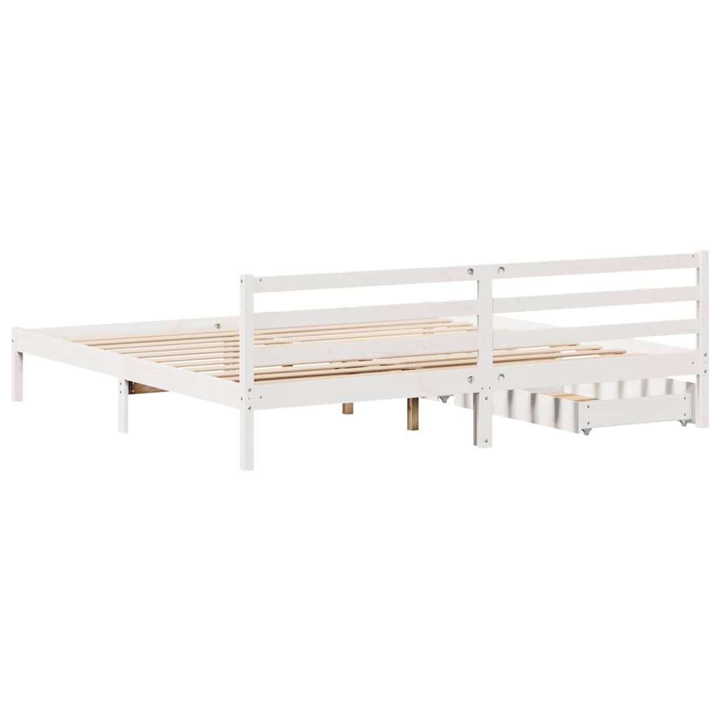 Bed Frame without Mattress White 180x200 cm Super King Solid Wood Pine